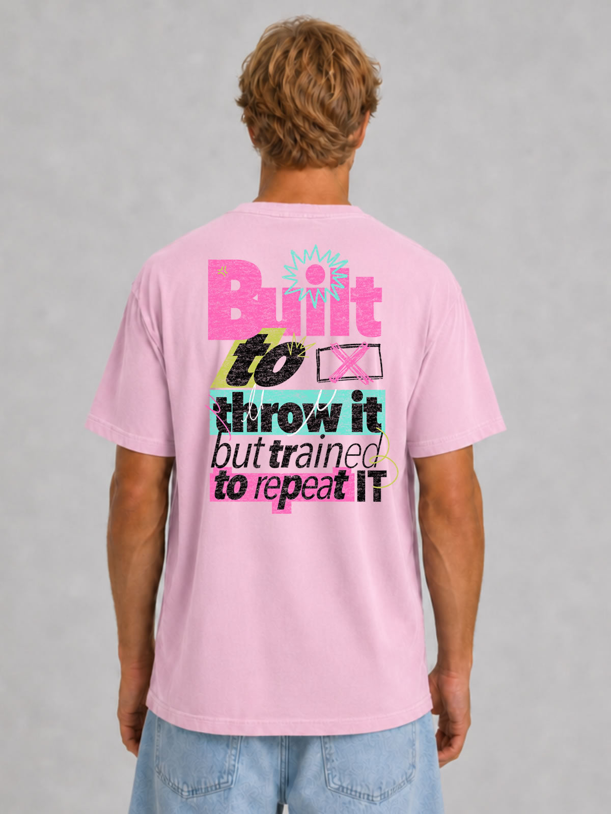 Built to Throw It Graffiti Tee - Pink & Aqua
