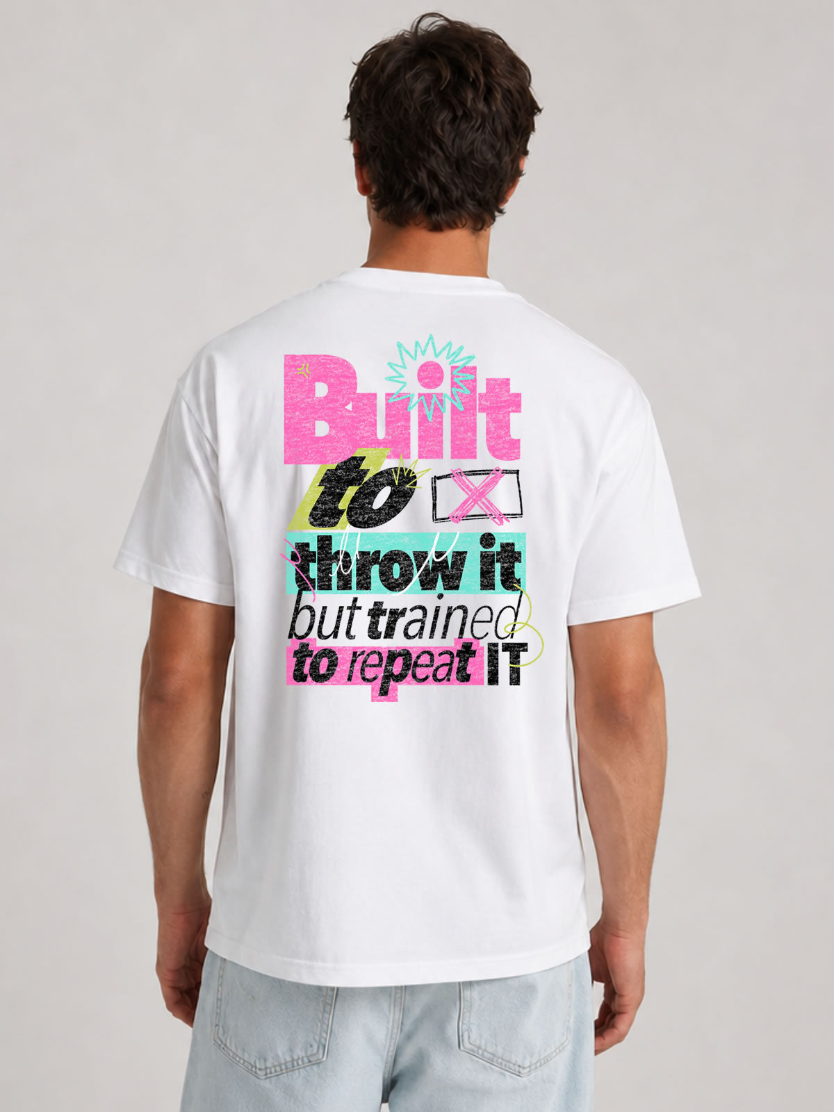 Built to Throw It Graffiti Tee - Pink & Aqua